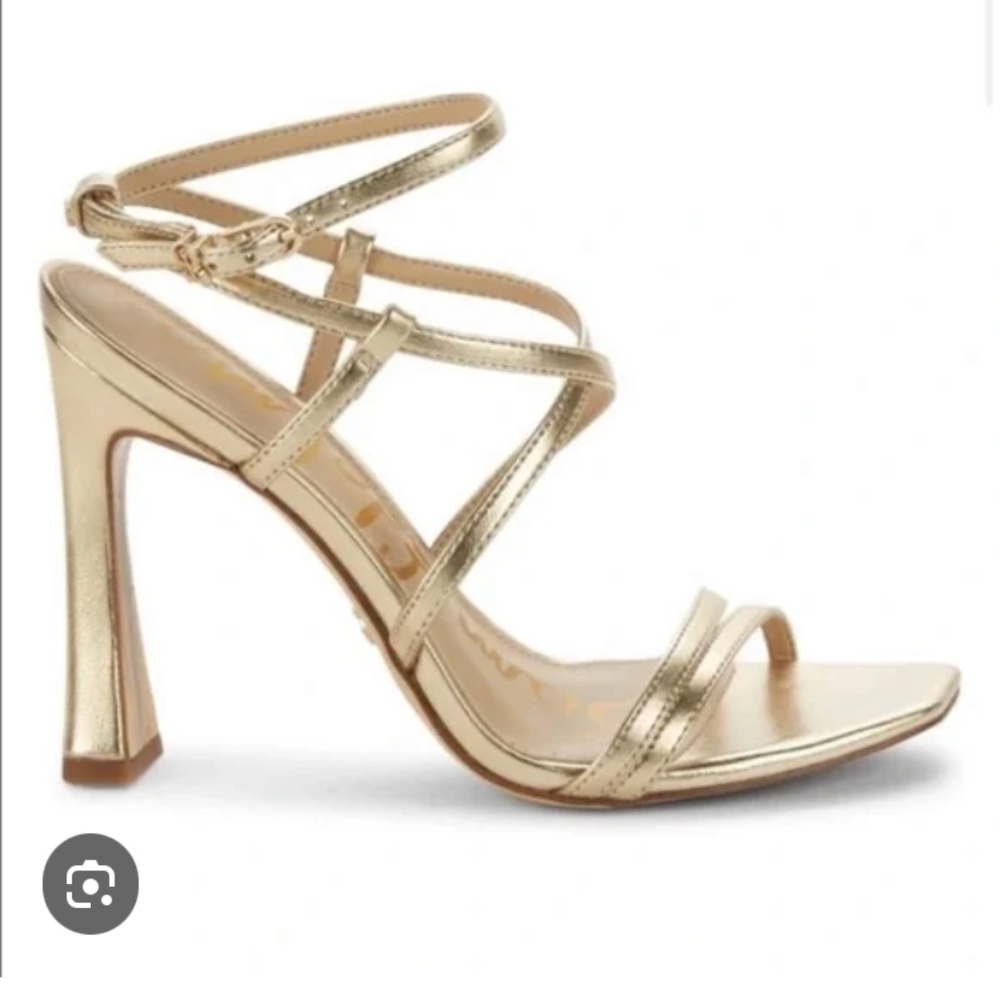 New in original box Sam Edelman Lilly gold leather 4.5 inch heel, size 7
